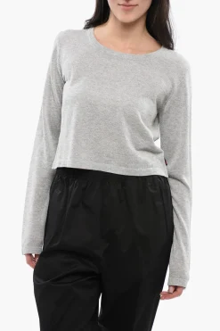 Outlet Maglia Crop Girocollo in Misto Viscosa Donna Maglieria