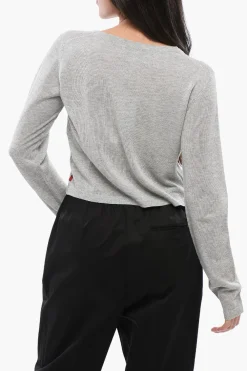Outlet Maglia Crop Girocollo in Misto Viscosa Donna Maglieria