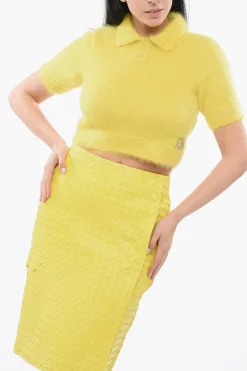 New Maglia Cropped Fit in Misto Mohair Effetto Fuzzy Donna Maglieria