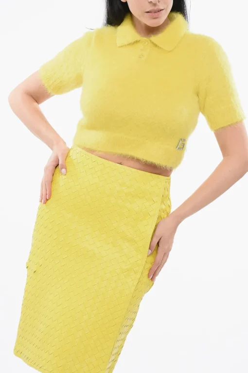 New Maglia Cropped Fit in Misto Mohair Effetto Fuzzy Donna Maglieria