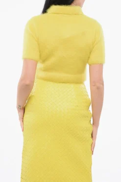 New Maglia Cropped Fit in Misto Mohair Effetto Fuzzy Donna Maglieria