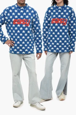 Online Maglia Gircollo UNISEX In Cotone Spugnato con Stelle All Over Donna Maglieria|Maglieria