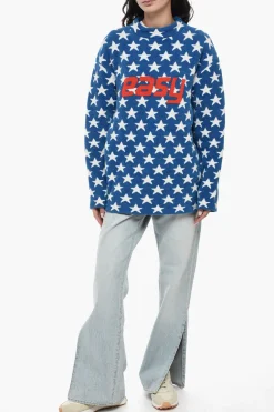 Online Maglia Gircollo UNISEX In Cotone Spugnato con Stelle All Over Donna Maglieria|Maglieria