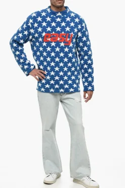 Online Maglia Gircollo UNISEX In Cotone Spugnato con Stelle All Over Donna Maglieria|Maglieria