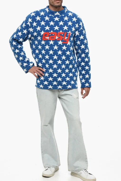 Online Maglia Gircollo UNISEX In Cotone Spugnato con Stelle All Over Donna Maglieria|Maglieria