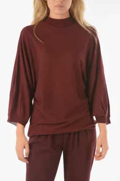 Clearance Maglia girocollo CURLIN in Misto Lana Vergine con Maniche a Pipistrello Donna Maglieria