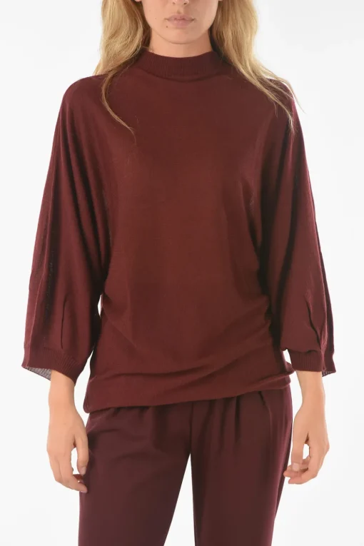 Clearance Maglia girocollo CURLIN in Misto Lana Vergine con Maniche a Pipistrello Donna Maglieria