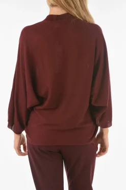 Clearance Maglia girocollo CURLIN in Misto Lana Vergine con Maniche a Pipistrello Donna Maglieria