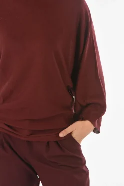 Clearance Maglia girocollo CURLIN in Misto Lana Vergine con Maniche a Pipistrello Donna Maglieria