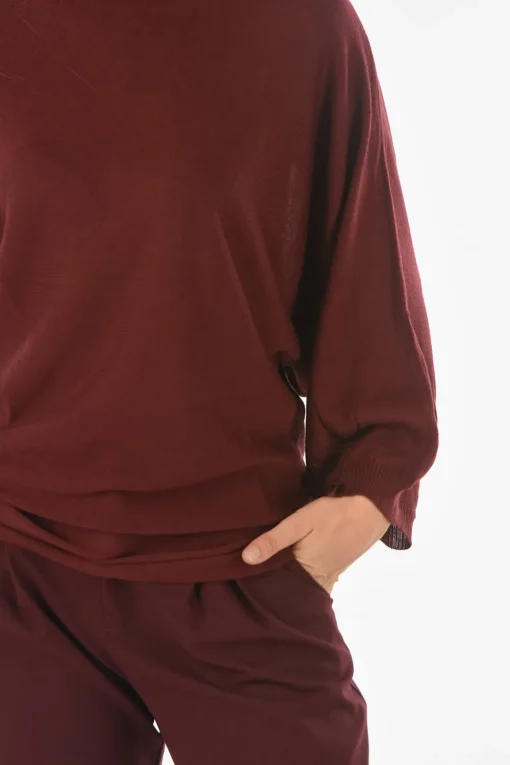Clearance Maglia girocollo CURLIN in Misto Lana Vergine con Maniche a Pipistrello Donna Maglieria