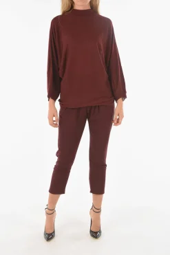 Clearance Maglia girocollo CURLIN in Misto Lana Vergine con Maniche a Pipistrello Donna Maglieria
