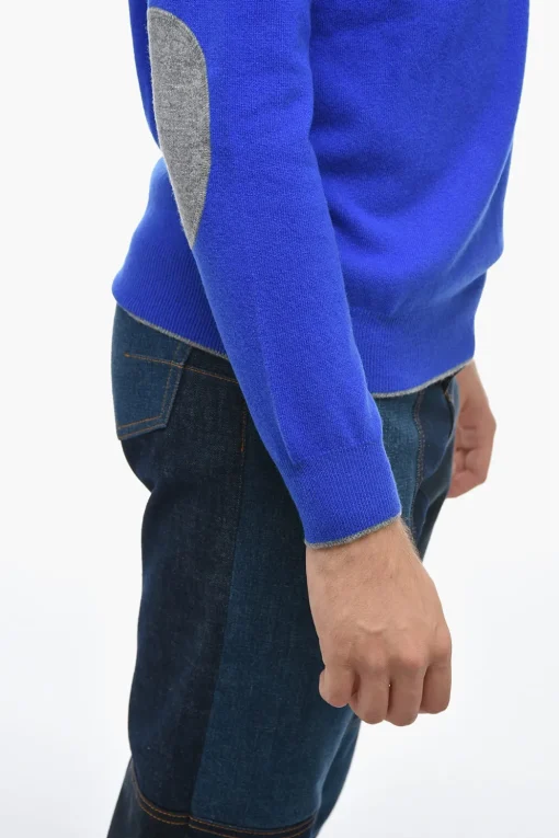 Discount Maglia Girocollo ICON in Lana Vergine con Toppe a Contrasto Uomo Maglieria