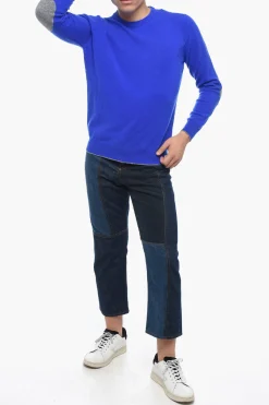Discount Maglia Girocollo ICON in Lana Vergine con Toppe a Contrasto Uomo Maglieria