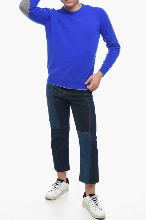 Discount Maglia Girocollo ICON in Lana Vergine con Toppe a Contrasto Uomo Maglieria
