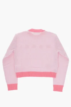 Maglia Girocollo in Lana e Cashmere con Logo Ricamato></noscript>Marni Kids New