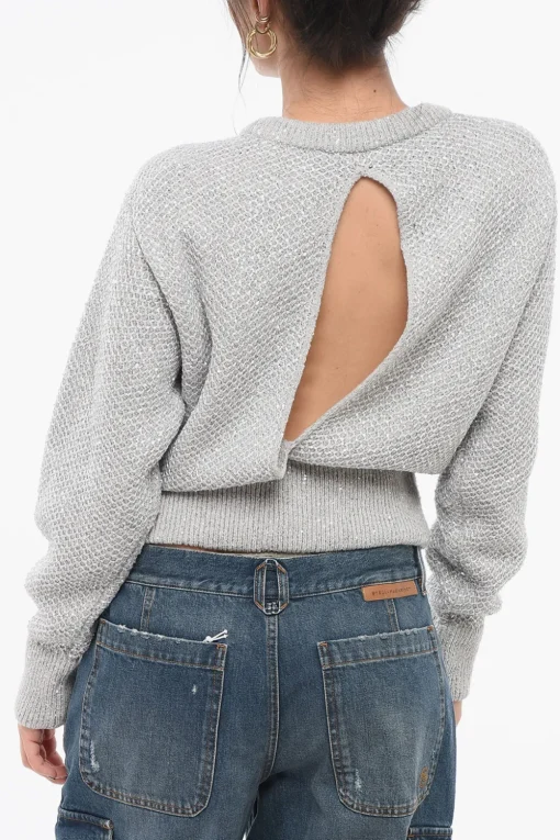 Maglia Girocollo in Lana Paillettata con Cut-out Posteriore>Stella McCartney Discount