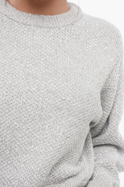 Maglia Girocollo in Lana Paillettata con Cut-out Posteriore></noscript>Stella McCartney Discount