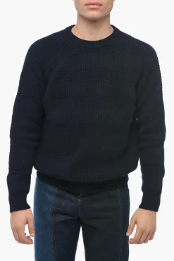 Discount Maglia Girocollo in Lana Vergine Jacquard Uomo Maglieria