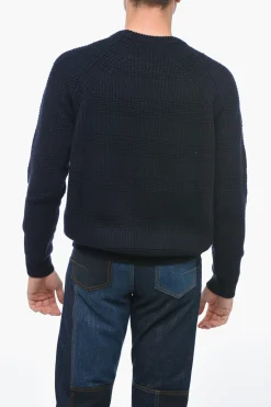 Discount Maglia Girocollo in Lana Vergine Jacquard Uomo Maglieria