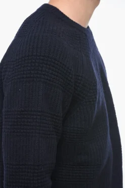 Discount Maglia Girocollo in Lana Vergine Jacquard Uomo Maglieria
