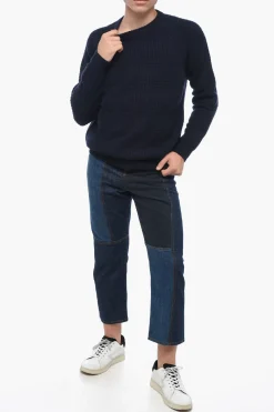 Discount Maglia Girocollo in Lana Vergine Jacquard Uomo Maglieria