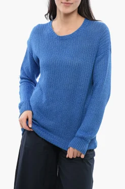 Discount Maglia Girocollo in Lino Donna Maglieria