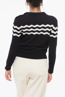 Maglia Girocollo in Misto Cotone con Motivo Wave>Patou Online