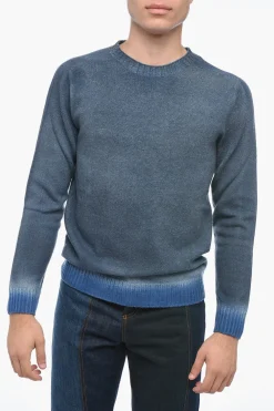 Online Maglia Girocollo in Misto Cashmere con Fondo Degradè Uomo Maglieria