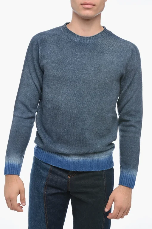 Online Maglia Girocollo in Misto Cashmere con Fondo Degradè Uomo Maglieria
