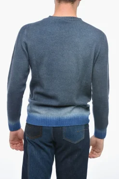 Online Maglia Girocollo in Misto Cashmere con Fondo Degradè Uomo Maglieria