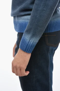 Online Maglia Girocollo in Misto Cashmere con Fondo Degradè Uomo Maglieria