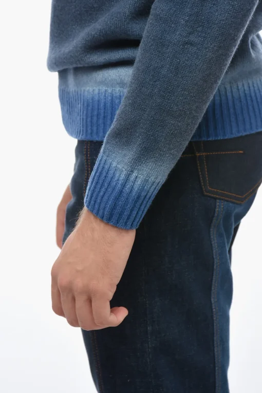 Online Maglia Girocollo in Misto Cashmere con Fondo Degradè Uomo Maglieria
