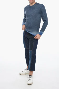 Online Maglia Girocollo in Misto Cashmere con Fondo Degradè Uomo Maglieria