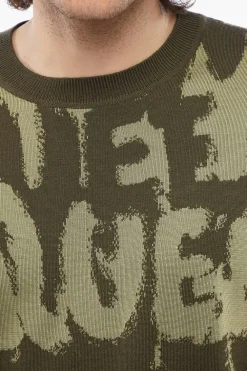Maglia Girocollo in Misto Lana con Logo Jacquard All-Over></noscript>Alexander McQueen Discount