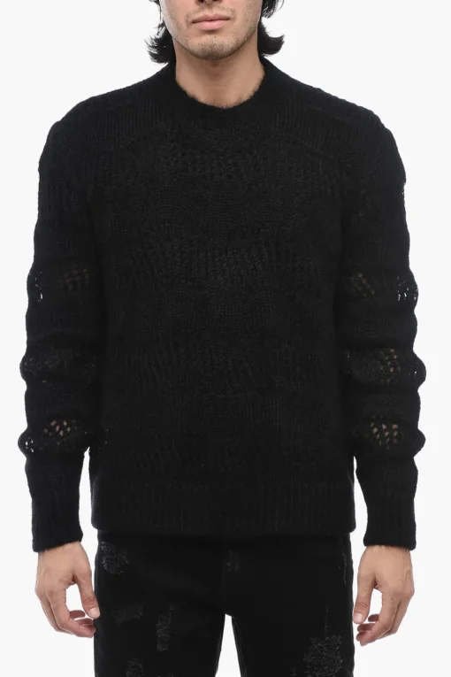 Discount Maglia Girocollo in Misto Mohair OpenWork Uomo Maglieria