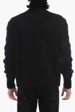 Discount Maglia Girocollo in Misto Mohair OpenWork Uomo Maglieria
