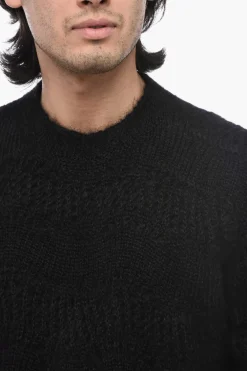 Discount Maglia Girocollo in Misto Mohair OpenWork Uomo Maglieria