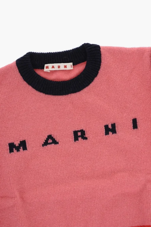 Fashion Maglia Girocollo in Misto Lana Color Block Abbigliamento