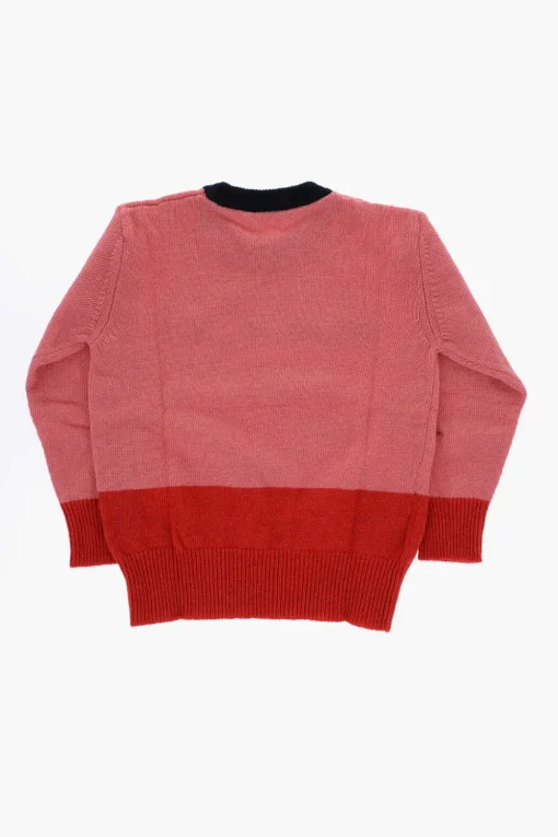 Fashion Maglia Girocollo in Misto Lana Color Block Abbigliamento