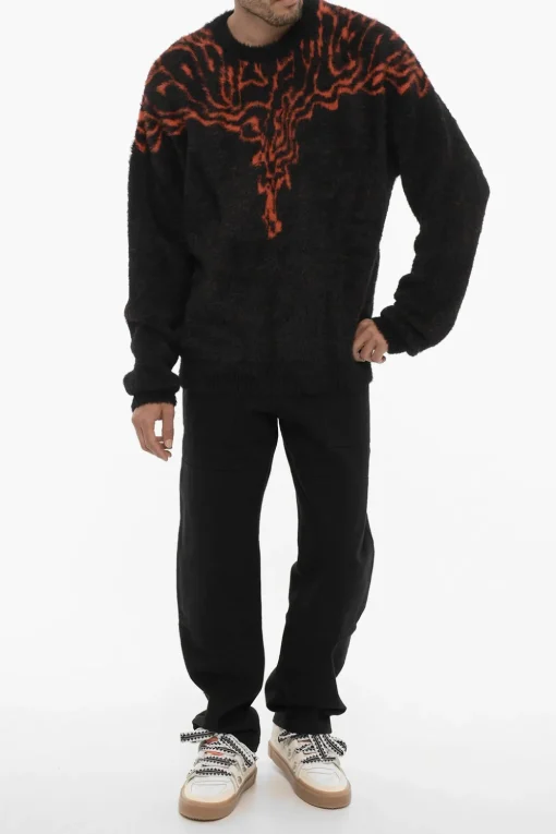 Best Maglia Girocollo in Nylon con Ricamo a Contrasto Uomo Maglieria