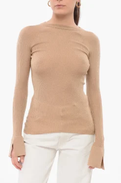 Maglia Girocollo in Seta e Cashmere a Costine>Sa Su Phi Sale