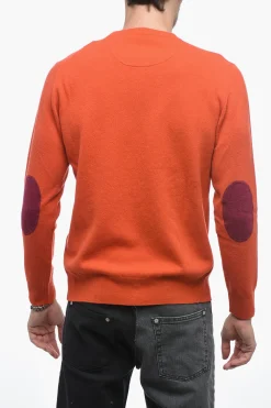 Fashion Maglia Girocollo LUNETTA in Lana Vergine con Patch a Contrasto Uomo Maglieria