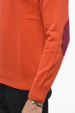Fashion Maglia Girocollo LUNETTA in Lana Vergine con Patch a Contrasto Uomo Maglieria