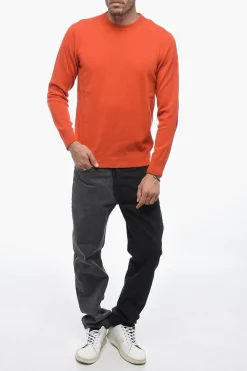 Fashion Maglia Girocollo LUNETTA in Lana Vergine con Patch a Contrasto Uomo Maglieria