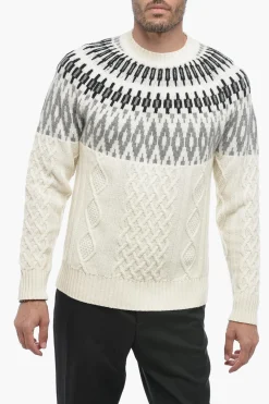 Outlet Maglia Girocollo NORVEGESE in Misto Cashmere Uomo Maglieria