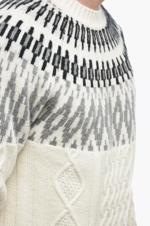 Outlet Maglia Girocollo NORVEGESE in Misto Cashmere Uomo Maglieria