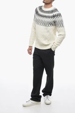 Outlet Maglia Girocollo NORVEGESE in Misto Cashmere Uomo Maglieria