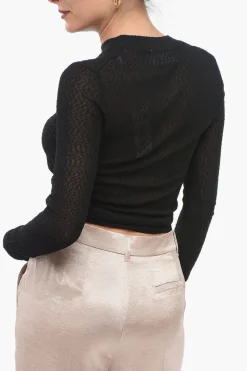 Sale Maglia Girocollo See Through in Misto Viscosa Donna Maglieria