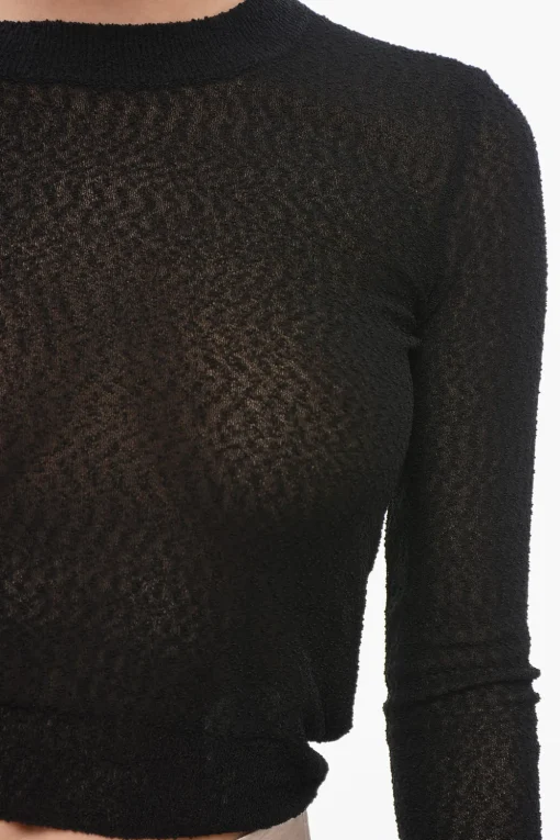 Sale Maglia Girocollo See Through in Misto Viscosa Donna Maglieria