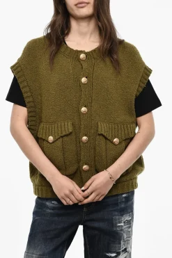 Maglia Girocollo Senza Maniche Con Dottoni Dorati>Dsquared2 Online